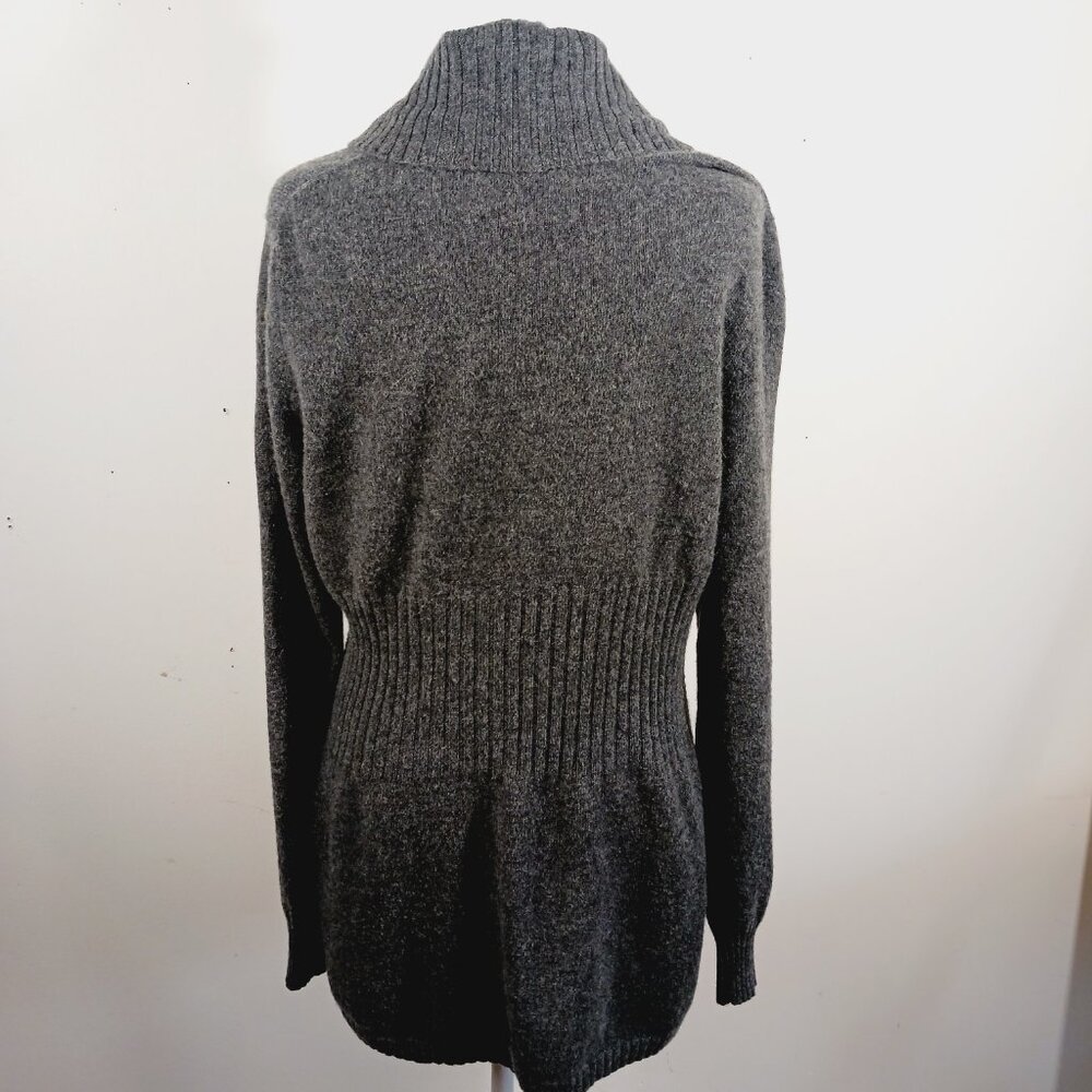 Precious Fibers 100% cashmere Gray Shawl Collar Longline Cardigan Sweater, Large - Picture 5 of 15